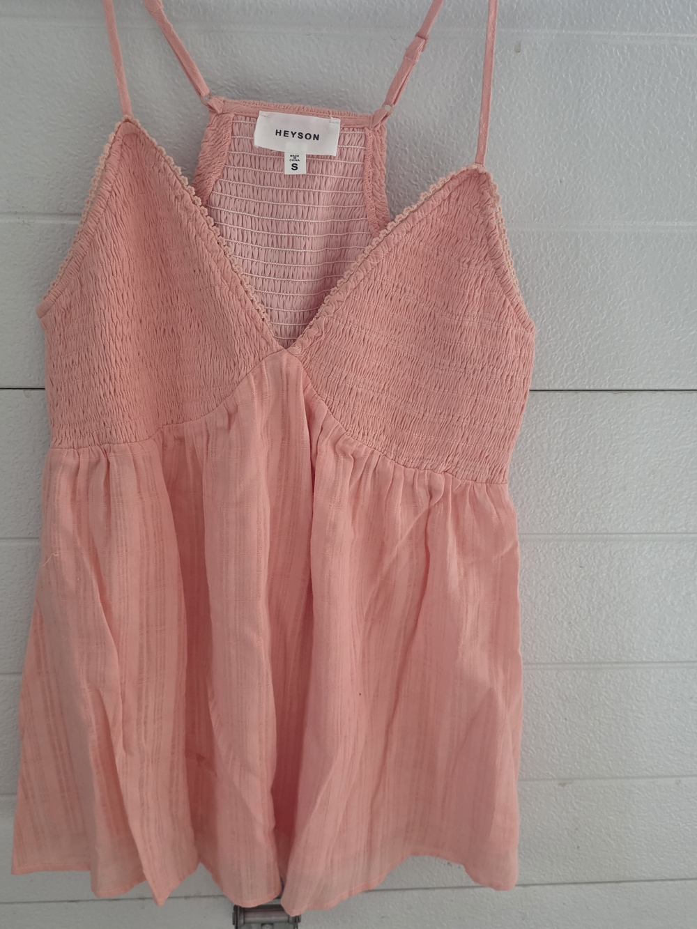 Heyson Pink Smocked Top with Adjustable Straps